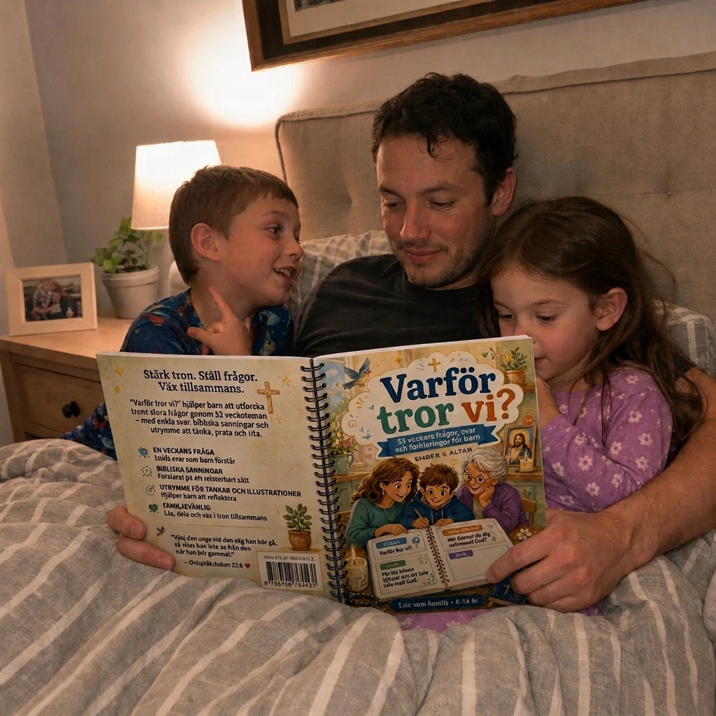 Pappa som läser för sina barn